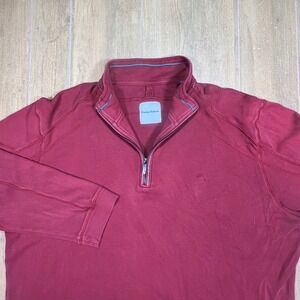 Tommy Bahama Mens XXL 100% Pima Cotton Quarter Zip Pullover Maroon Red Mock Neck
